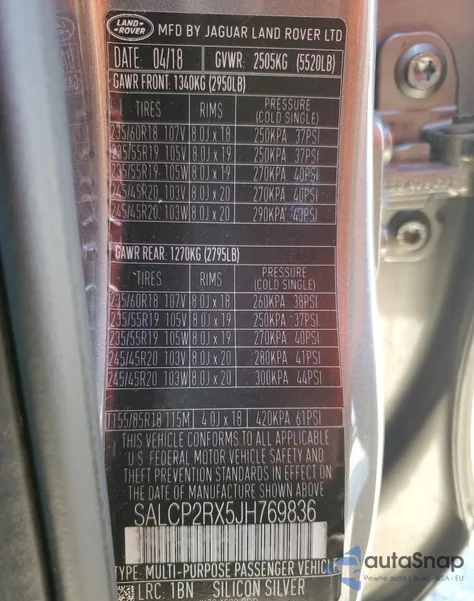 2018 Land Rover Discovery Sport Se from USA, damaged, VIN SALCP2RX5JH769836